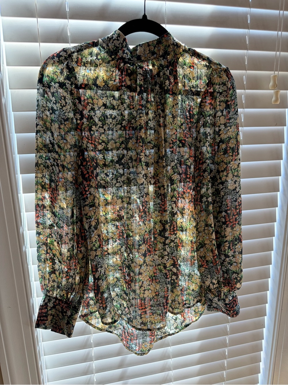 Sheer Floral High Neck Blouse